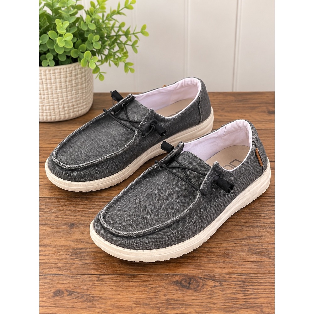 Hey Dude Wendy Chambray Off Black Slip On Loafers 121414949 Womens Size 9